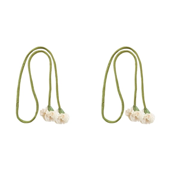Flower Curtain Tiebacks, Handmade Floral Curtain Holders, Farmhouse Style Curtain Ties, Flower Design Woven Rope Ties for Living Room, Cute Flower Curtain Ties Decorative 2Pcs