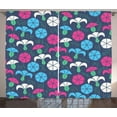 thumbnail image 1 of Flower Curtains 2 Panels Set, Colorful Silhouettes of Bindweed with Ornate Swirls and Curls on a Dark Background, Window Drapes for Living Room Bedroom, 108W X 108L Inches, Multicolor, by Ambesonne, 1 of 3