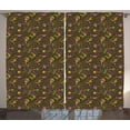 thumbnail image 1 of Flower Curtains 2 Panels Set, Doodle Blooming Foliage and Petals Flourishing Nature Pattern on Dark Background, Window Drapes for Living Room Bedroom, 108W X 84L Inches, Multicolor, by Ambesonne, 1 of 3