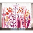 thumbnail image 1 of Ambesonne Flower Curtains 2 Panel Set, Pink Florals Leaves Buds, 108" x 63", Pale Pink Orange, 1 of 3