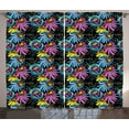 thumbnail image 1 of Flower Curtains 2 Panels Set, Ornamental Composition of Blossoming Flower Sixties Style Colorful Cartoon Design, Window Drapes for Living Room Bedroom, 108"W X 63"L,Multicolor, by Ambesonne, 1 of 3