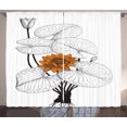 thumbnail image 1 of Ambesonne Flower Curtains 2 Panel Set, Water Lily, 108" x 63", Orange Black and White, 1 of 3