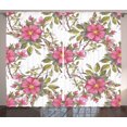 thumbnail image 1 of Ambesonne Flower Curtains 2 Panel Set, Dog Rose Garden Floral, 108" x 108", Lime Green Pale Pink, 1 of 3