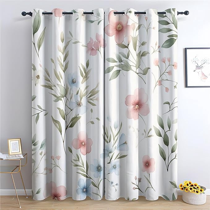 Flower Curtains For Bedroom, Floral Blackout Curtains For Living Room ...