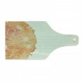 thumbnail image 1 of Flower Cutting Board, Tropical Exotic Hawaiian Island Floral in Side Frame with Abstract Stiped Backdrop, Tempered Glass Cutting and Serving Board, Wine Bottle Shape, Vermilion, by Ambesonne, 1 of 1
