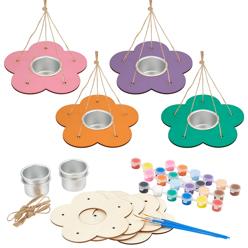 Flower DIY Wooden Bird Feeder Children's Outdoor Hanging Bird House Craft Kit Colorful 147x156x2.5mm