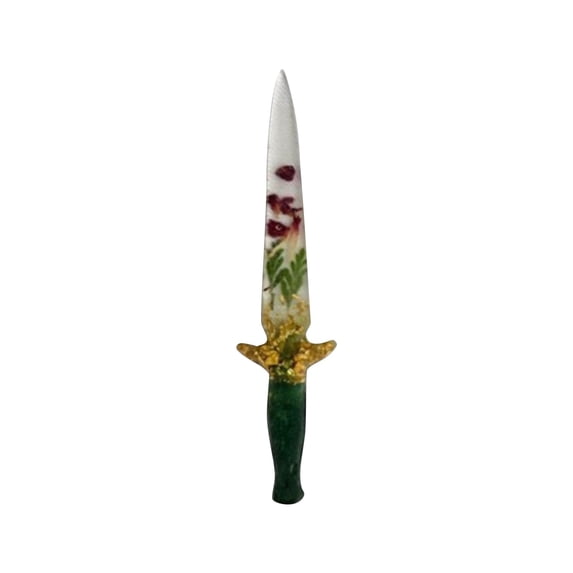 Flower Dagger Bookmark Set, Creative Floral Metal Page Markers, Decorative Book Accessories for Readers and Book Lovers, 2 Pieces B#070 Green