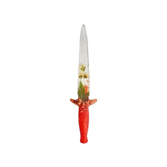 Flower Dagger Bookmark Set, Creative Floral Metal Page Markers, Decorative Book Accessories for Readers and Book Lovers, 2 Pieces B#070 Red
