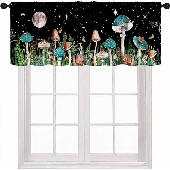Flower Daisy Window Valance for Kitchen,Rustic Retro Blue Teal Floral Farmhouse Spring Butterfly Plant Farm Window Treatment for Bedroom Living Room 1 Piece,54x18 Inch
