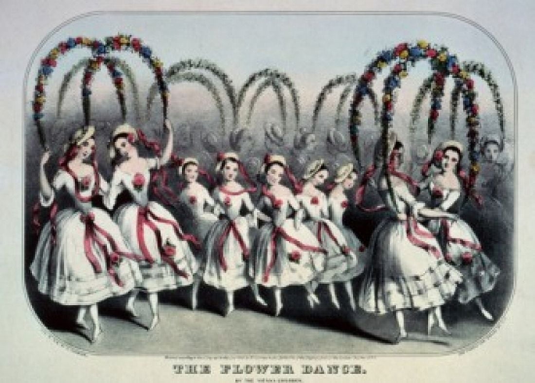 The Flower Dance 1846 Currier and Ives (a1857-1907American) Color Lithograph Library of Congress Washington DC Canvas Art - Currier and Ives (18 x 24)