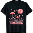 thumbnail image 1 of Flower Dandelion Exotic Animal Tropical Bird Pink Flamingo T-Shirt, 1 of 5