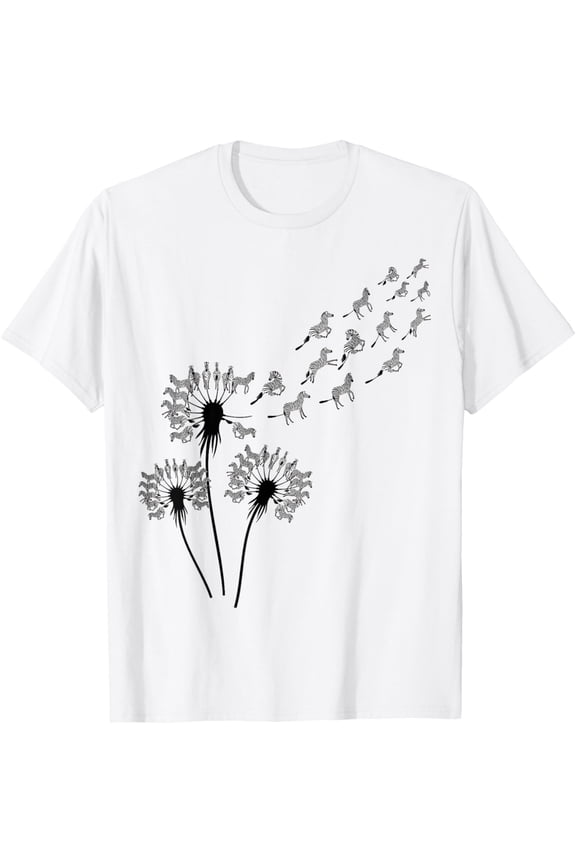 Flower Dandelion Zebras Shirt for Zebra Lover | Zebra T-Shirt mens t shirt，white，women，funny，misfits，men，journey