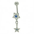 thumbnail image 1 of Flower Dangling Star Belly Button Ring 14G, 1 of 8