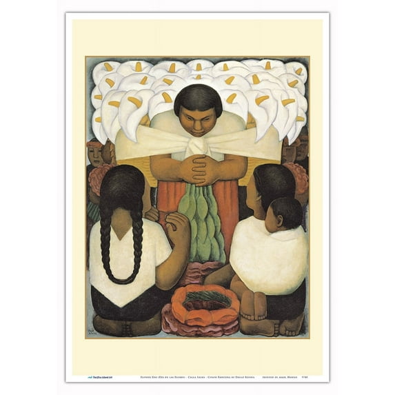 Flower Day (Día de las Flores) - Calla Lilies - From an Original Color Painting by Diego Rivera c.1925 - Master Art Print 10in x 14in