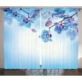 thumbnail image 1 of Ambesonne Flower Curtains 2 Panel Set, Orchids Nature, 108" x 84", Blue and Purple, 1 of 3