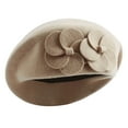 thumbnail image 1 of Flower Decor Hairy Beret, Soft Warm Solid Color Beret, French Style Winter Headwear, Women Thickened Cold Resistant Headcap for Autumn Winter Outing Leisure Party Fashion Warm Hat,Beige, 1 of 8