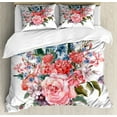 thumbnail image 1 of Flower Decor Queen Size Duvet Cover Set, Bouquet of Garden Mountain Flowers with Roses Daisises Buds and Leaves Print, Decorative 3 Piece Bedding Set with 2 Pillow Shams, Multicolor, by Ambesonne, 1 of 3