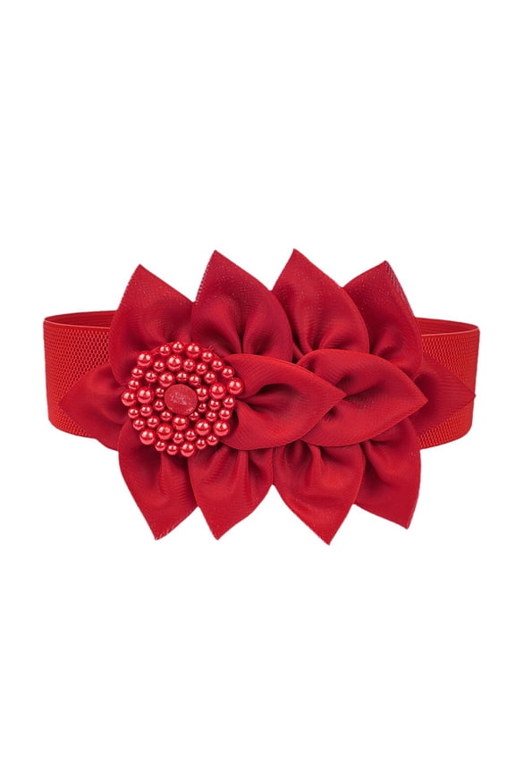 Flower Decoration Waist Belt Trendy Women's Stretch Waist Belt Casual Belt for Female Wardrobe Enhancement