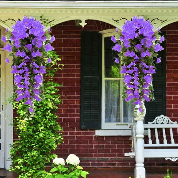 Flower Decorations,Hanging Flower Violet Basket Artificial Wall Wisteria Garland Pseudoyucca Simulation Plant Vine Wedding Home Wall Hanging Garden Flower Decoration