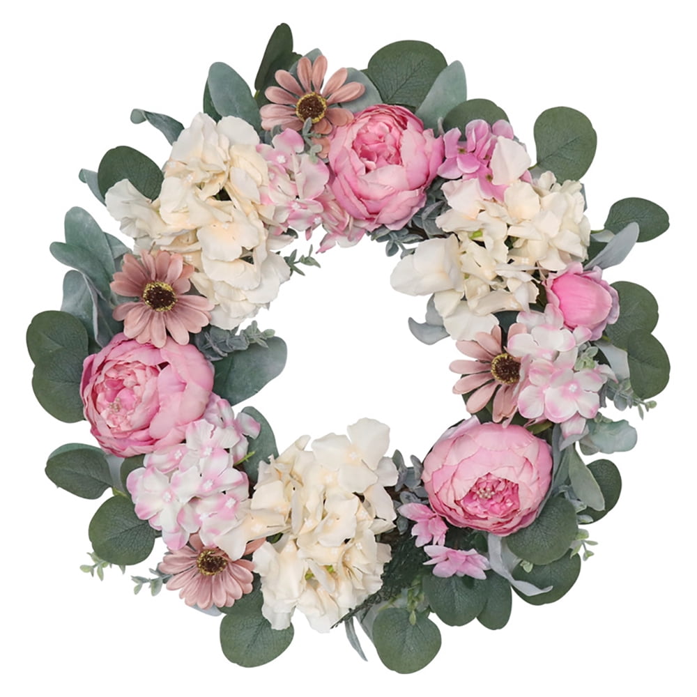 Flower Decorative Artificial Flower Wreath, Faux Floral Wreath for