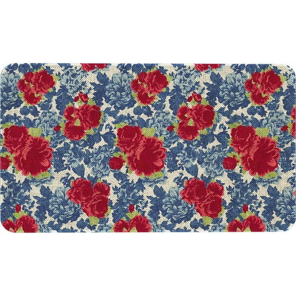 Flower Decorative Door Mat,Farmhouse Kitchen Mats Burlap Welcome Floor Slippioneer Woman Kitchen Accessories Switch Mat for Outdoor 17 x 30 in