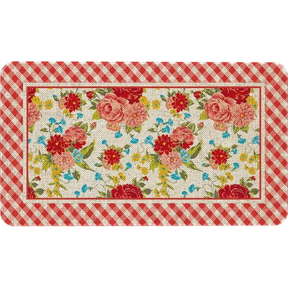 Flower Decorative Door Mat,Farmhouse Kitchen Mats Burlap Welcome Floor Slippioneer Woman Kitchen Accessories Switch Mat for Outdoor 17 x 30 in