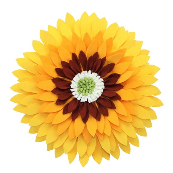 Flower Decorative Pillow - 3D Daisy Flower Pillow, Sunflower Throw Pillow -14.5 x 13 inch Round Decor Pillow - Flower Home Decorations - Couch & Bed Flower