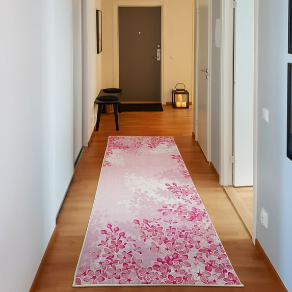Flower Decorative Rug, Framing Lilac Flowers in Blossom Vernal Season Soothing Color Shades Art, Quality Carpet for Bedroom Dorm and Living Room, 6 Sizes, Hot Pink, by Ambesonne