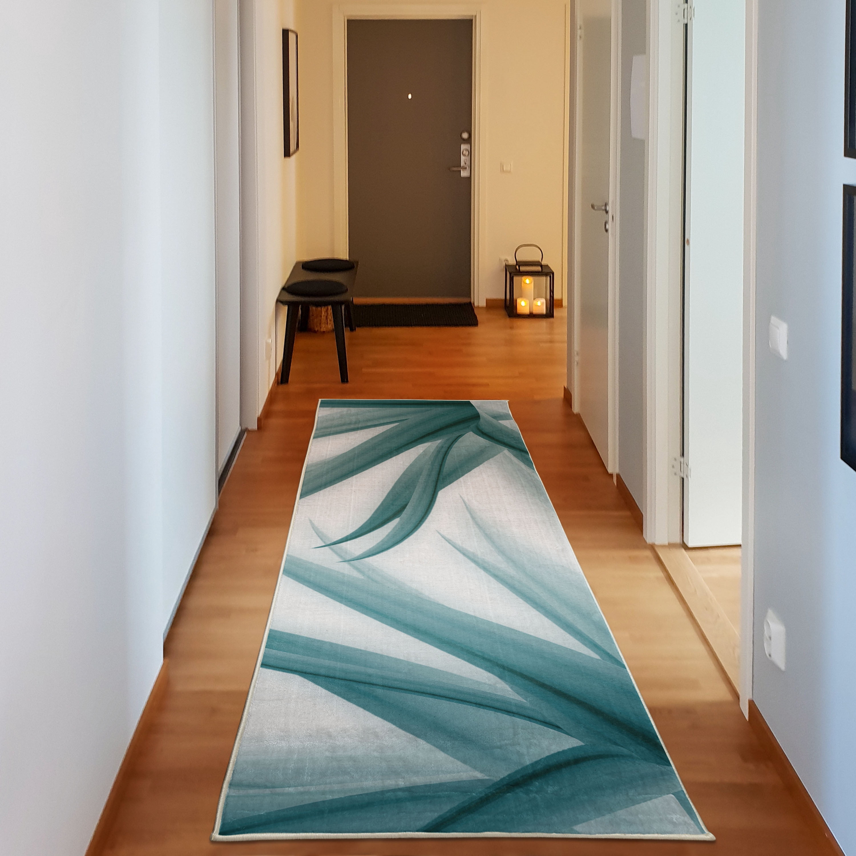 Calming Rug Flower Decorative Rug, Ombre Color Change Style Leaves Water Colored ...