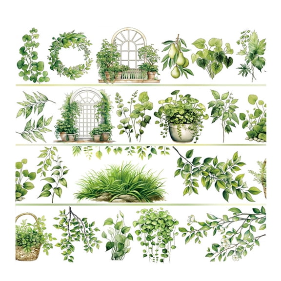 Flower Decorative Tape 60mmX2Meter Adhesive PET Tape for Art Craft Scrapbooking Journaling Photo Album Picture Frame