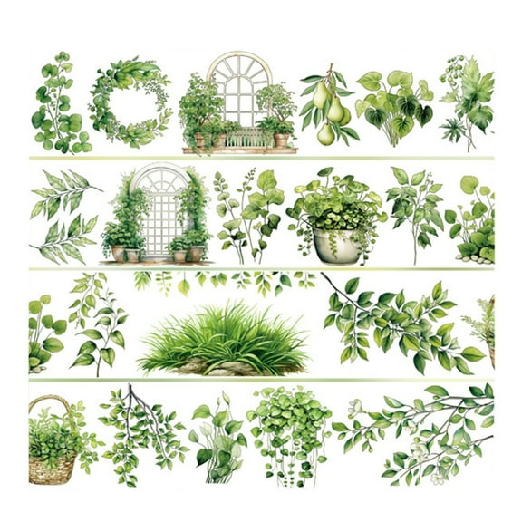 Flower Decorative Tape 60mmX2Meter Water Resistant Adhesive PET Tape for Art Craft Scrapbooking Journal Photo Album