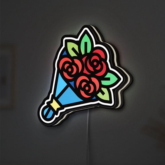 Flower Delivery 3D Novelty Light Box, Fresh Bouquet and Shopping Lamp Decor for Gift Shops, Romantic Occasions and Events (Width 12 inch, 30cm)