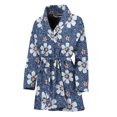 thumbnail image 1 of Flower Denim Jeans Pattern Women Bathrobe One Size Univeral Fits, Floral Fashion Lightweight Plush Fleece Long Robe For Women, 1 of 3