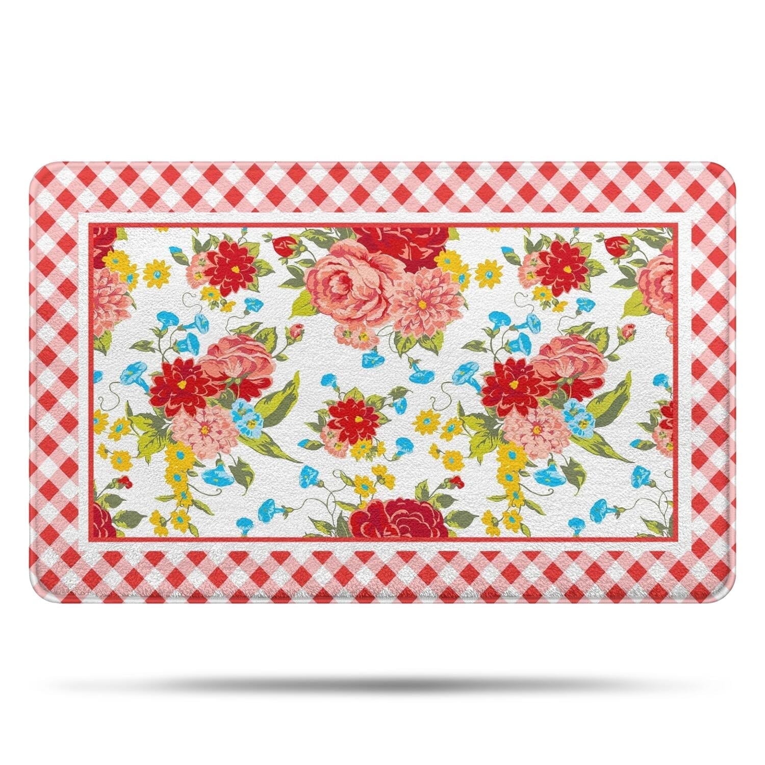 Flower Design Bath Mat Soft Rug Rubber Non Slip Quick Dry Pioneer ...