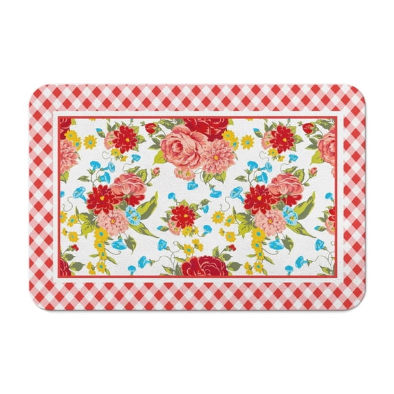 Flower Design Bathroom Rugs, Extra Soft and Absorbent Microfiber Pioneer Flower Woman Bath Mat, Non-Slip, Quick Dry Shaggy Bath Carpet, Suitable for Bathroom Floor, Tub, Shower 16x24 Inch