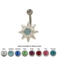 thumbnail image 1 of Flower Design Belly Button Ring with Cz Jewel, 1 of 1