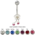 thumbnail image 1 of Flower Design Belly Ring with CZ Gems, 1 of 6