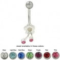 thumbnail image 1 of Flower Design Belly Ring with CZ Gems, 1 of 5