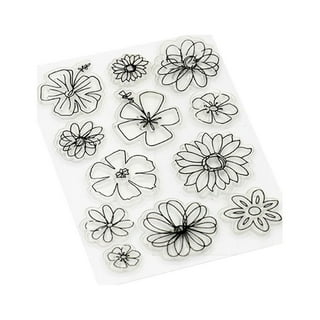 UCEC 4 Sheets Clear Stamps Set for Card Making and 2 Pcs Acrylic Stamp  Block, Vintage Plants and Flowers Silicone Rubber Stamps, Small Clear  Stamps