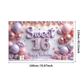thumbnail image 1 of Flower Design Sweet 16 Banner Glittery Number Birthday Banner Happy Birthday for Teen Celebration Indoor Decor Festive Party, 1 of 7