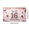 thumbnail image 1 of Flower Design Sweet 16 Banner Glittery Number Birthday Banner Happy Birthday for Teen Celebration Indoor Decor Festive Party, 1 of 8