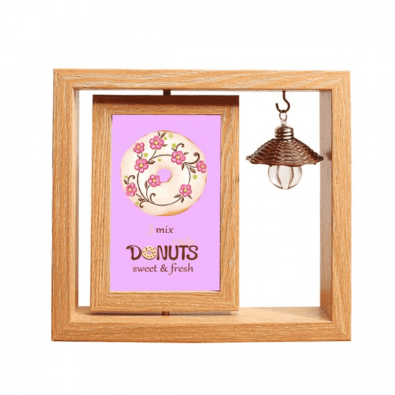 Flower  Dessert Sweet Food Wooden Rotating Picture Photo Frame 4x6