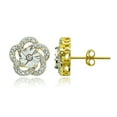 thumbnail image 1 of Flower Diamond Accent Small Gold Flash Sterling Silver Stud Earrings, JK-I3, 1 of 3