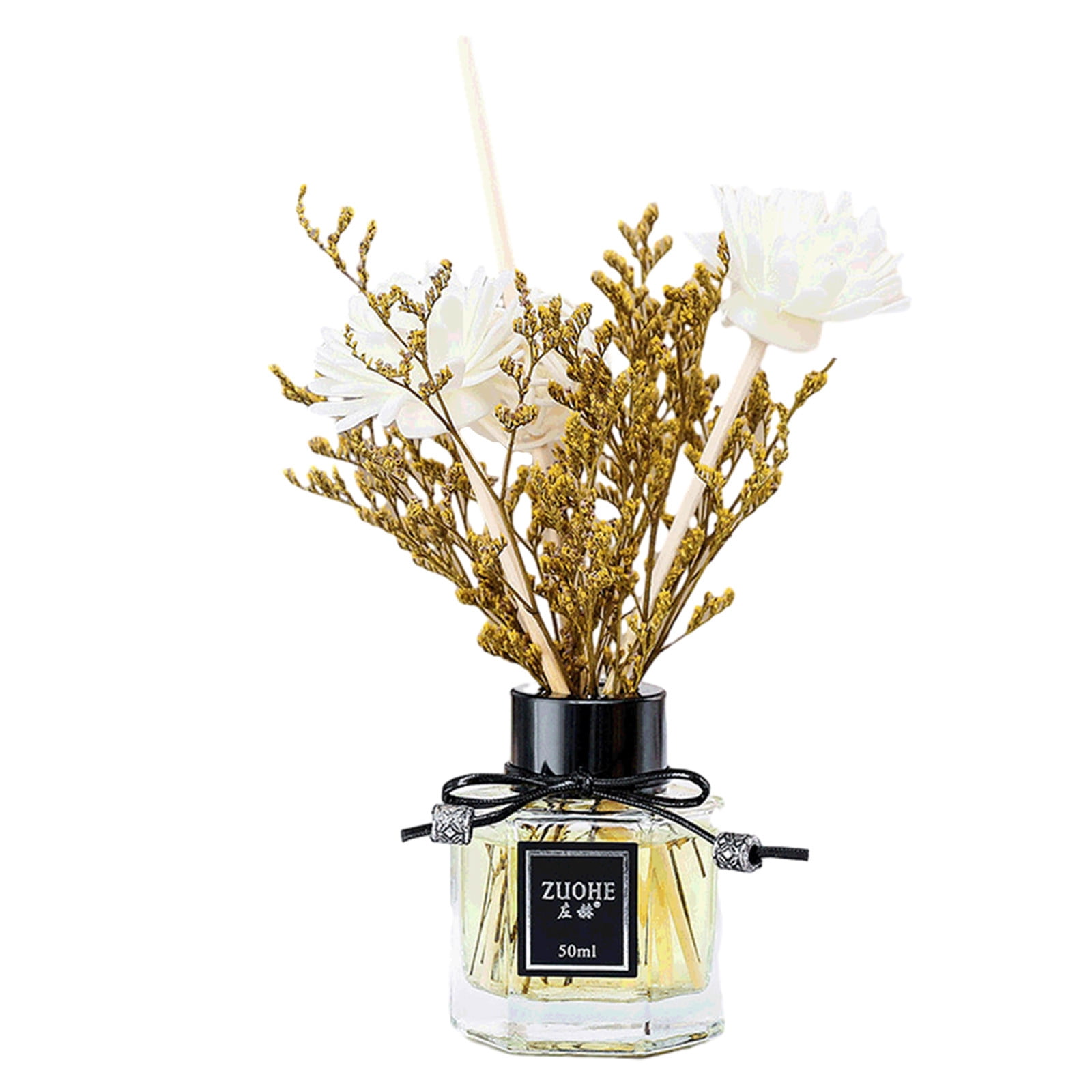 Flower Diffuser for Home Decor - 50ml Glass Oil Diffuser Long Lasting ...