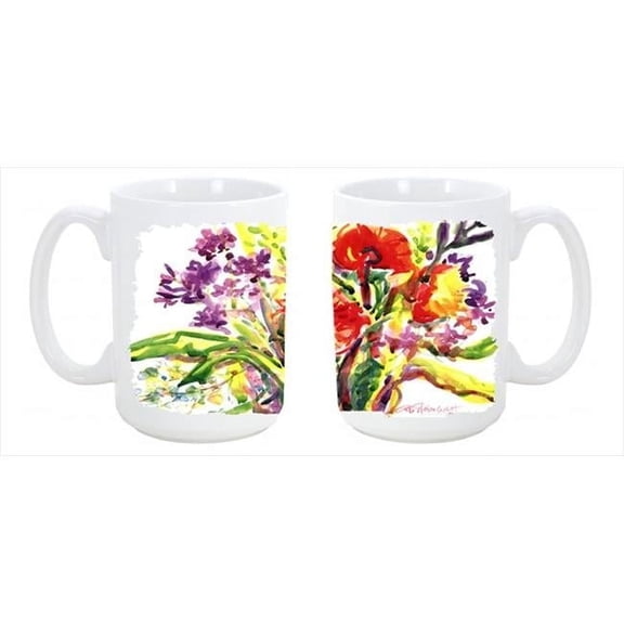 Flower Dishwasher Safe Microwavable Ceramic Coffee Mug 15 oz.