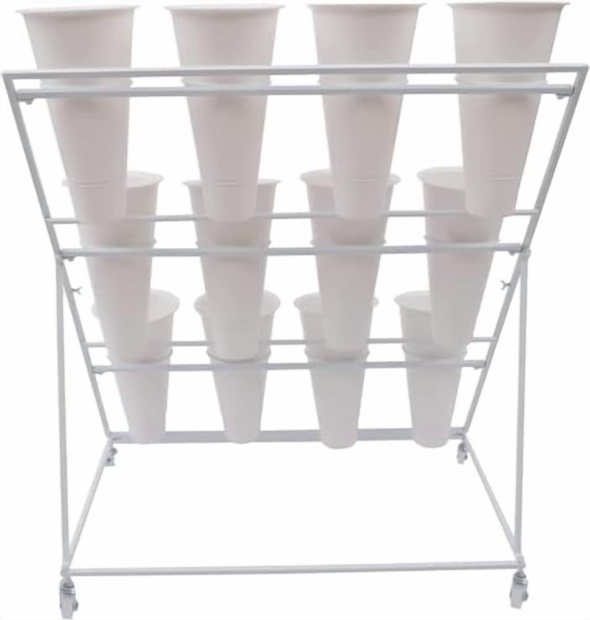 Flower Display Stand with 12pcs Plastic Buckets - Iron Plant Holder ...