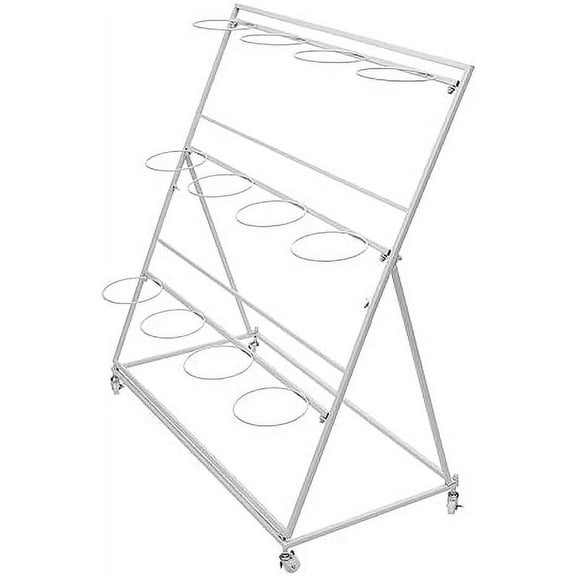 Flower Display Stand, 3 Layers Plant Cart Wrought Iron Florist Shelf Heavy Duty Moving Flower Rack with Wheels for Indoor, Outdoor Patio Garden, Living Room, Florist ( Bucket not included)