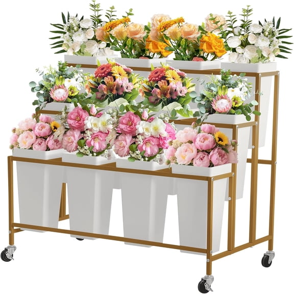 Flower Display Stand 3 Tier Flower Cart for Wedding Garden