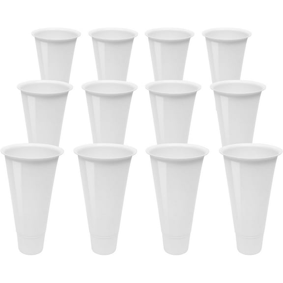 Flower Display Stand Buckets, 12 PCs Plastic Plant Stand Tapered Buckets White Large Capacity Tapered Buckets for Home Patio Balcony Garden