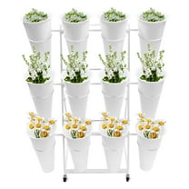 Flower Display Stand 29.53" x 19.69" x 41.34" 3-Tier White Iron Plant Stand
